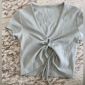 Abercrombie & Fitch Light Gray Tie-Front Tee